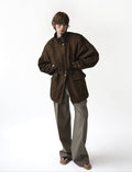 SUEDE PARKA IN KHAKI-BROWN