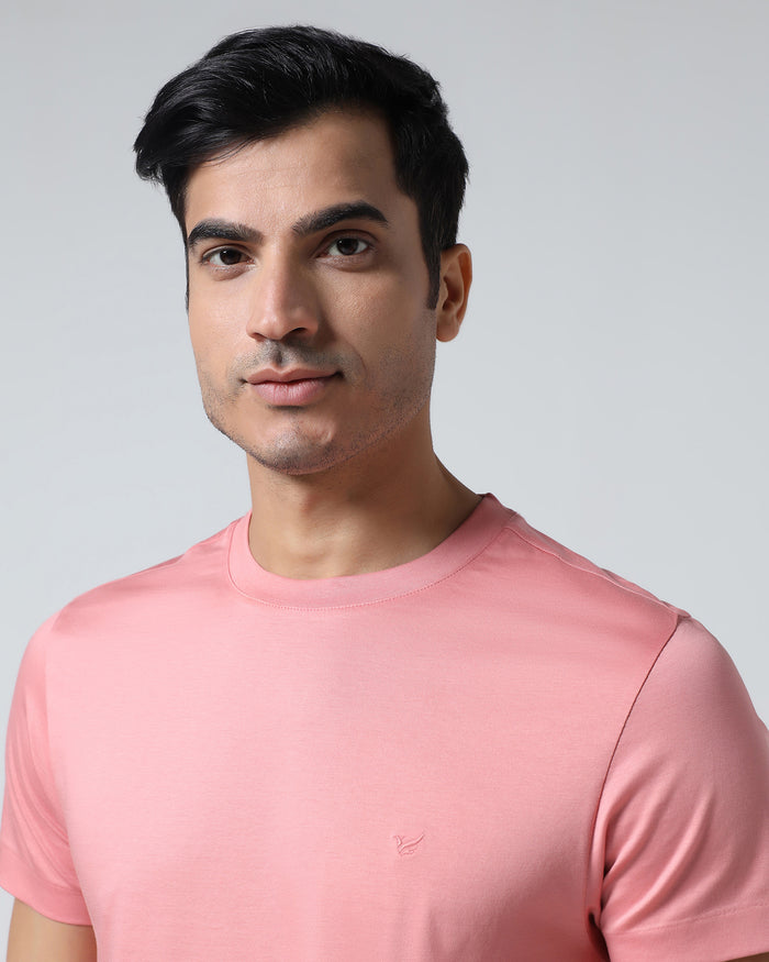 Summer Pink Crew Neck Solid T-Shirt - Peralta