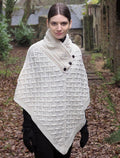 Super Soft Lattice Stitch Poncho - White #color_white