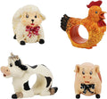 Table Decor - Farmhouse Napkin Rings - Set of Four Resin Animals