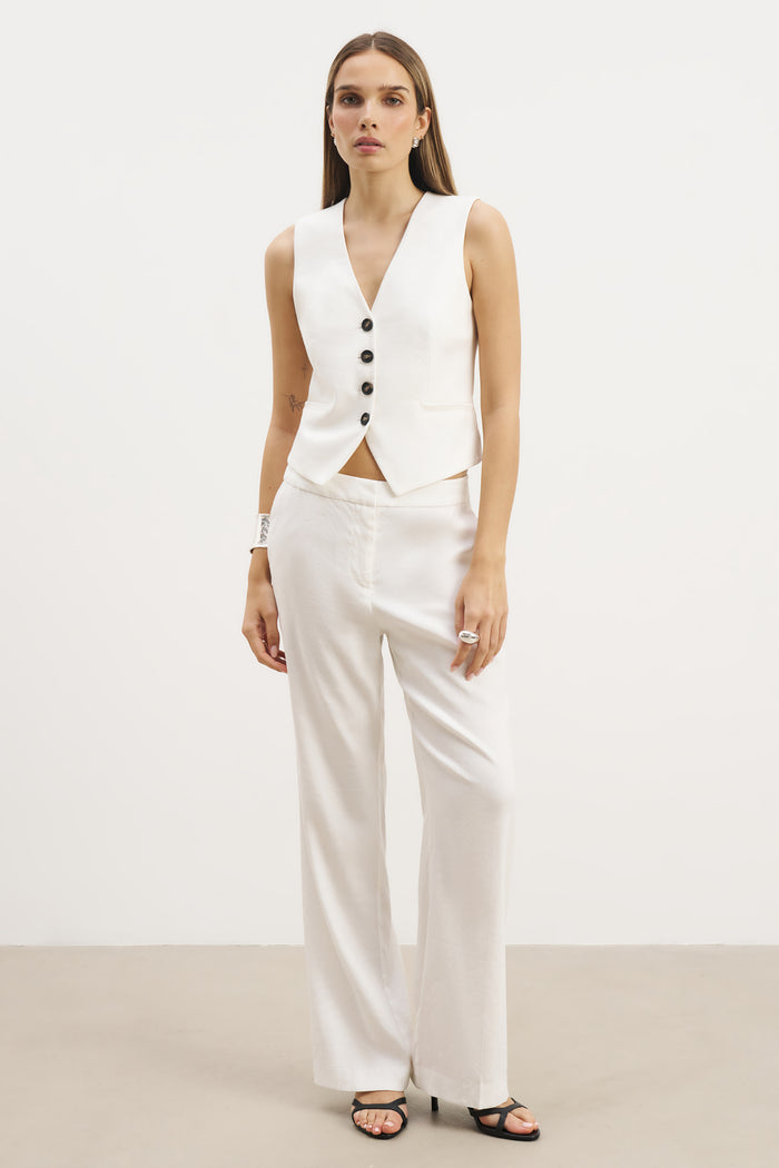 Tailored Linen Trousers - White