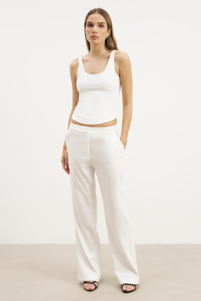 Tailored Linen Trousers - White