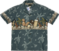 Teal Coconut Palmtree Patterned Summer Shirt