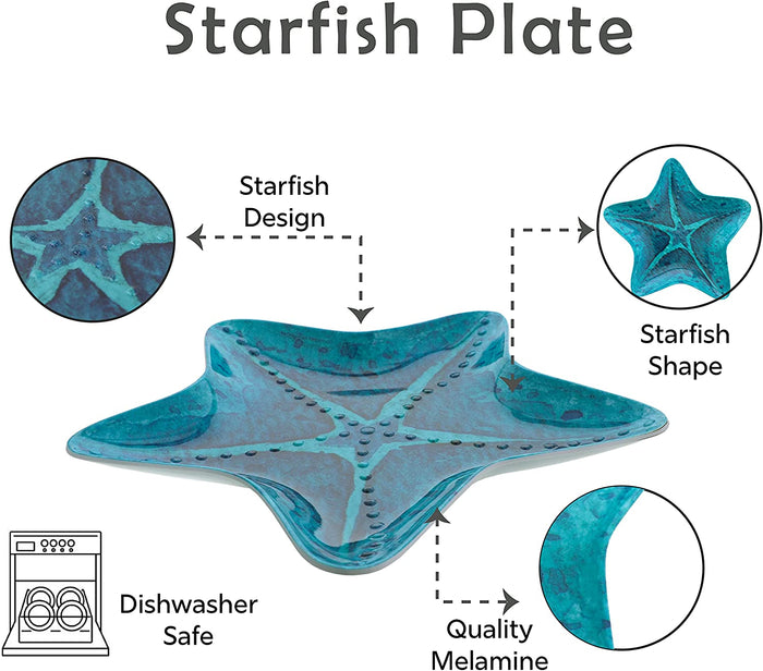 Teal Melamine Starfish Plate