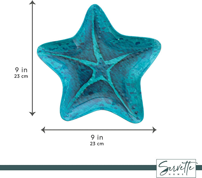 Teal Melamine Starfish Plate