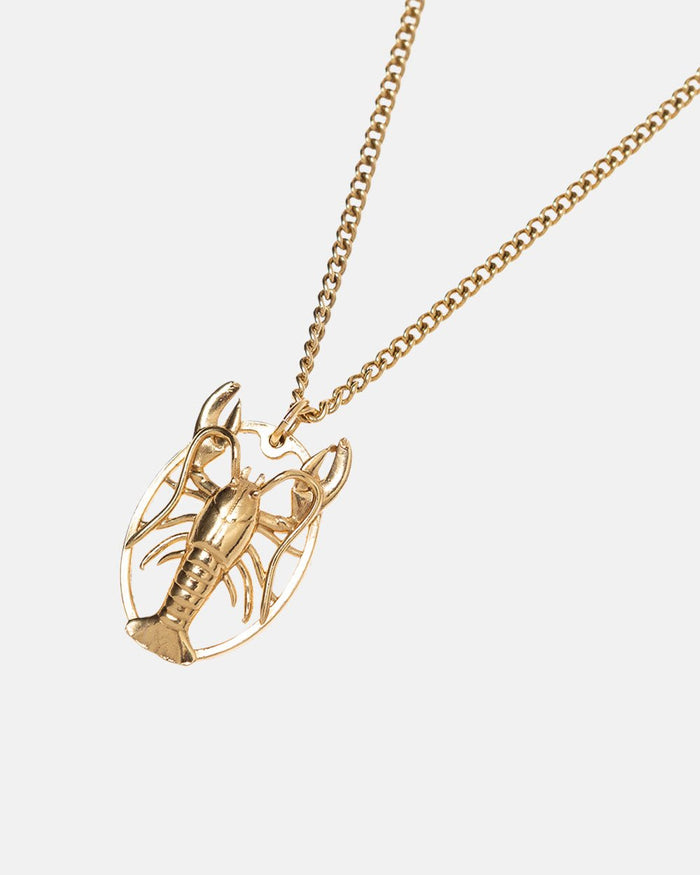 THE GOLDEN LOBSTER NECKLACE - gold lobster pendant necklace, detail close-up - Cold Culture