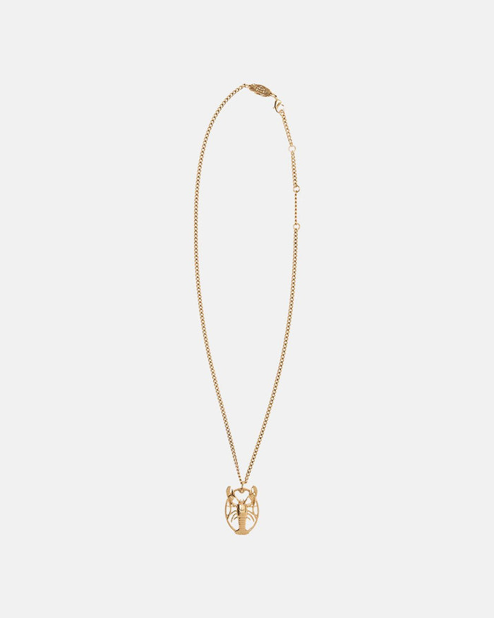 THE GOLDEN LOBSTER NECKLACE - gold lobster pendant necklace, flat lay - Cold Culture