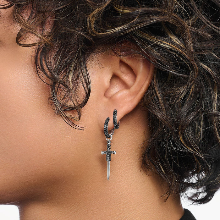 THOMAS SABO Hoop earrings with black zirconia pavÃÂ©