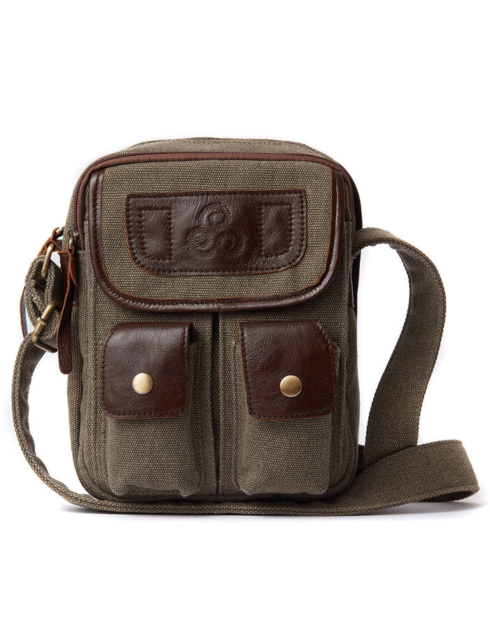 Traditional Tweed & Leather Double Pocket Bag