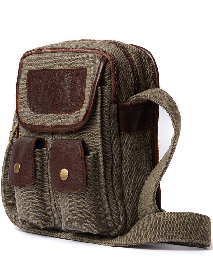 Traditional Tweed & Leather Double Pocket Bag