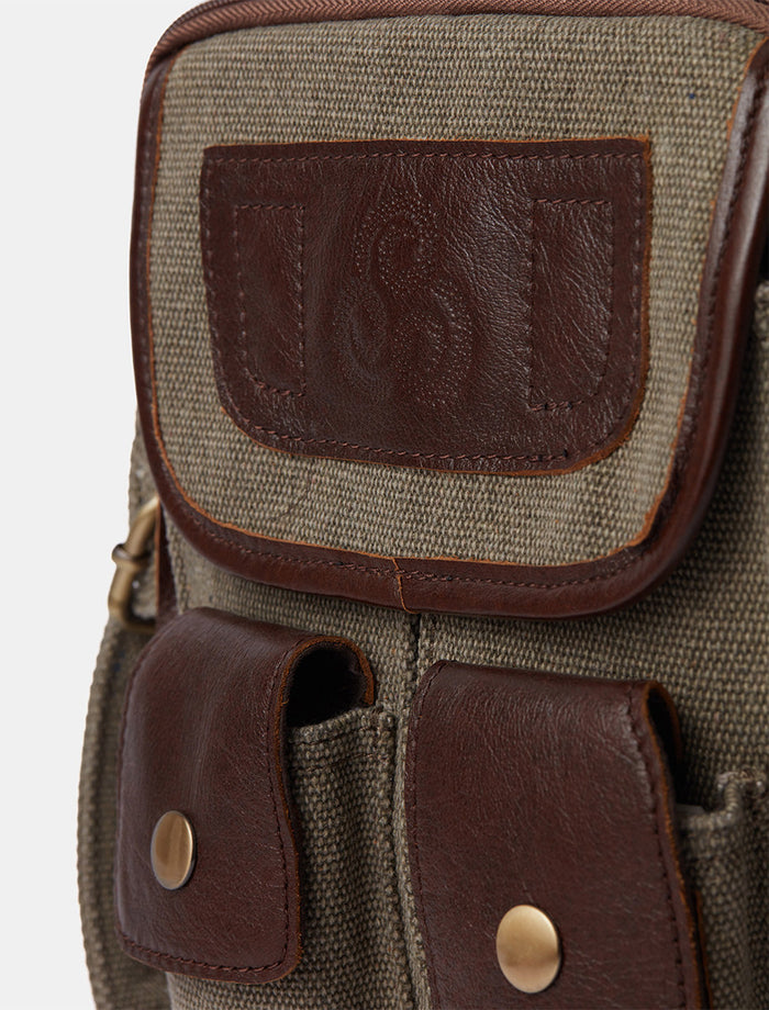 Traditional Tweed & Leather Double Pocket Bag