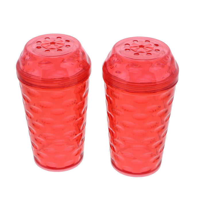 Transparent Red Plastic Salt and Pepper Shaker