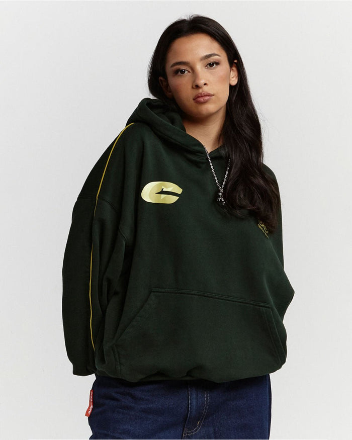 TRIPLE C HOODIE WASHED NIGHT GREEN - COLD CULTURE