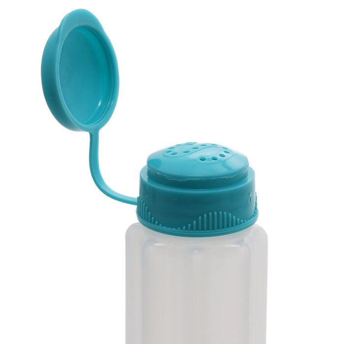 blue plastic salt and pepper shakers