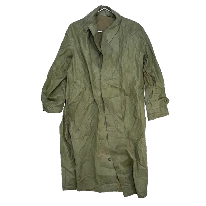 US 1950s Dismounted Olive Raincoat - Large - US Army Surplus - Rain Jackets