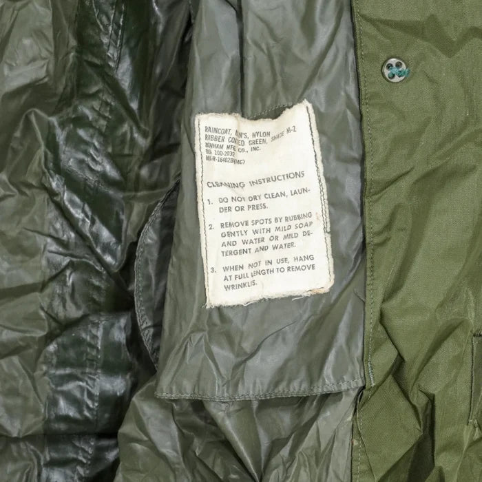 US Army Olive Nylon Raincoat - 36S, Small - US Army Surplus - Rain Jackets