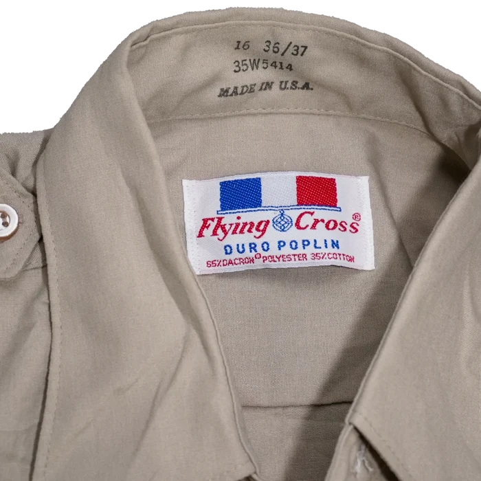 US Made Flying Cross Tan Service Dress Shirt - Medium - Army & Outdoors - Dress Shirts