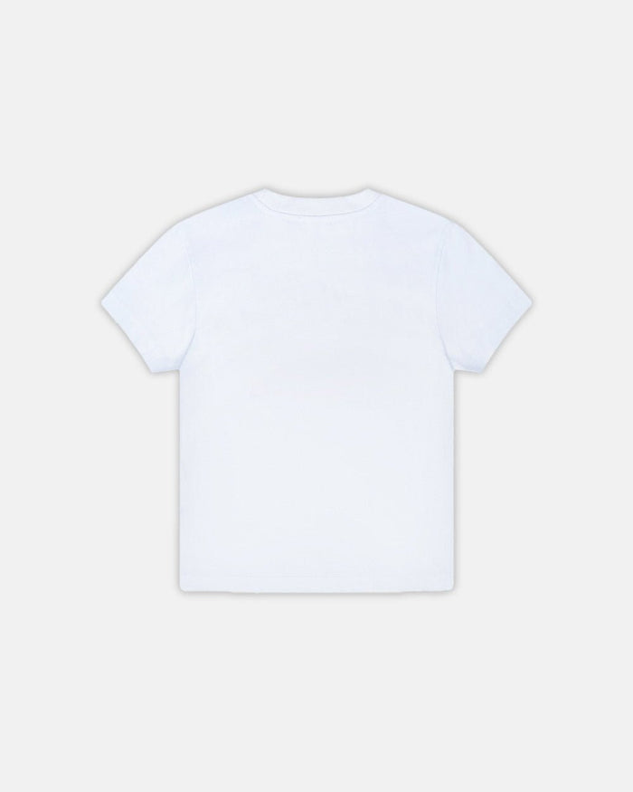 V5C TEE WHITE - white graphic print tee, back view - Cold Culture