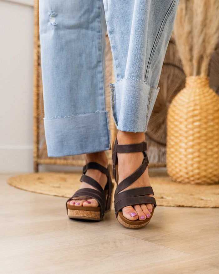 Very G Harriet Cork Wedge Sandals - Chocolate FINAL SALE Very G