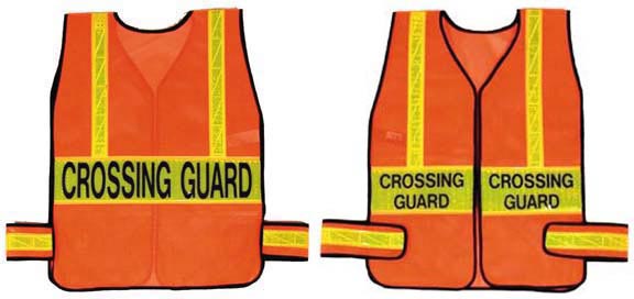 Vinyl Coated Mesh Crossing Guard Vest - Orange w/ Lime