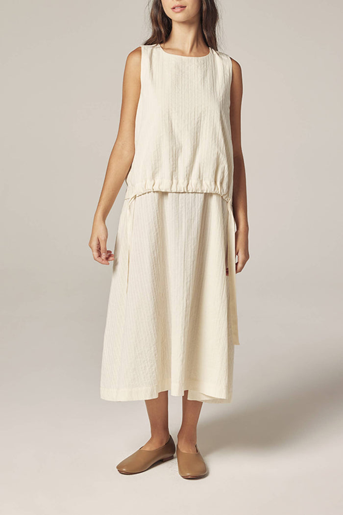 Waist Tie Midi Dress - Ecru