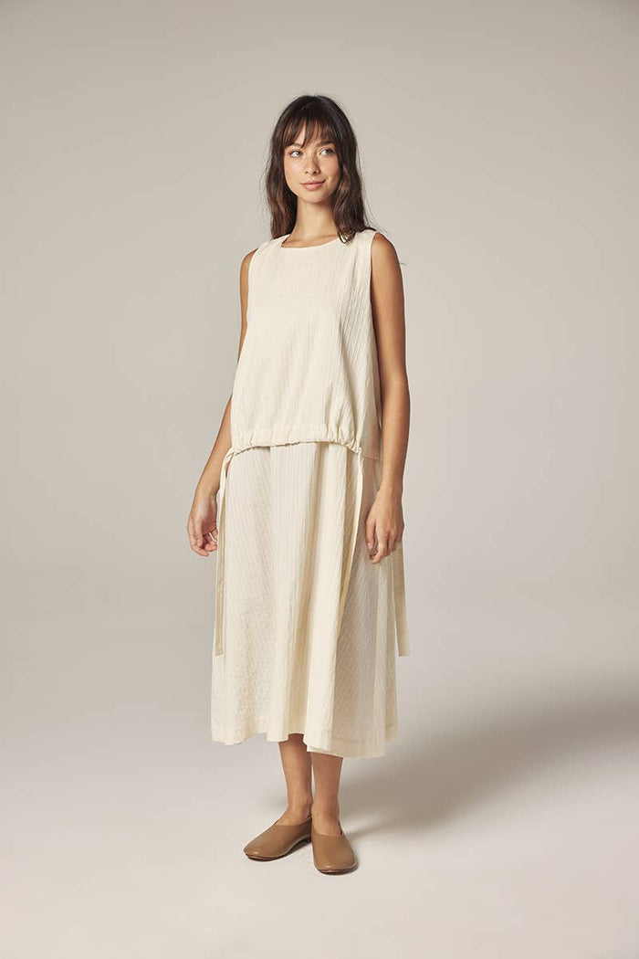 Waist Tie Midi Dress - Ecru
