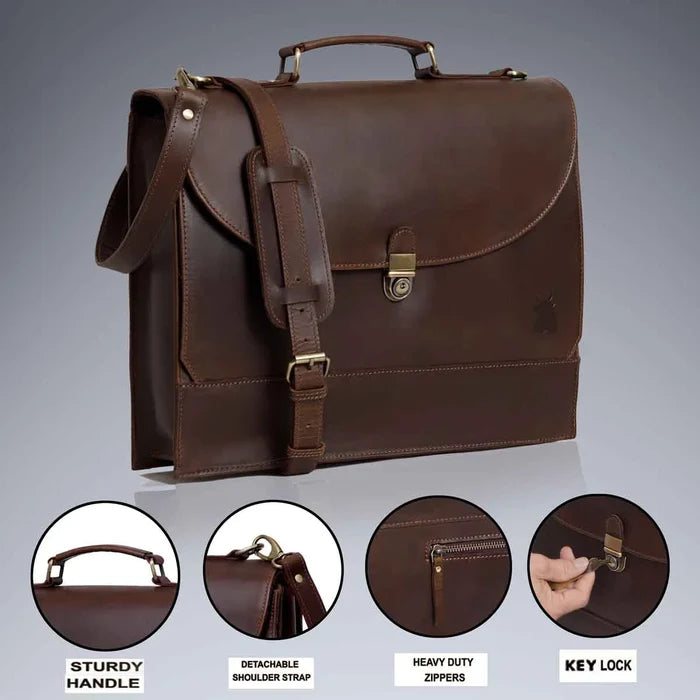 Walker Buffalo Lawyer Leather Briefcase