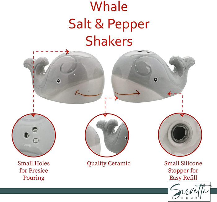 Whale Salt & Pepper Shakers