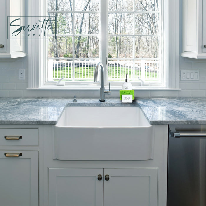 White Ceramic Sponge Holder and Soap Dispenser