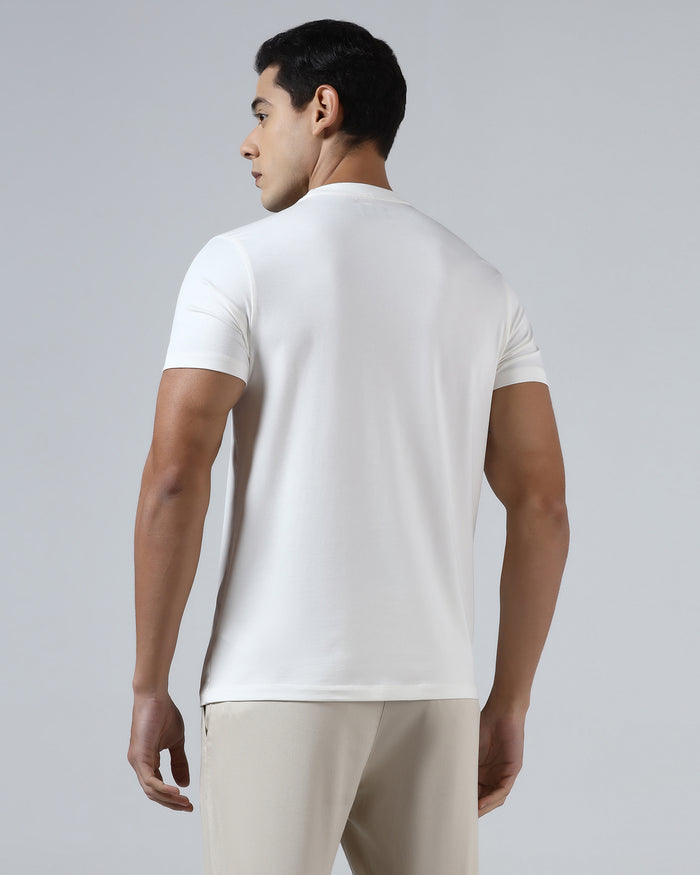 White Crew Neck Printed T-Shirt - James