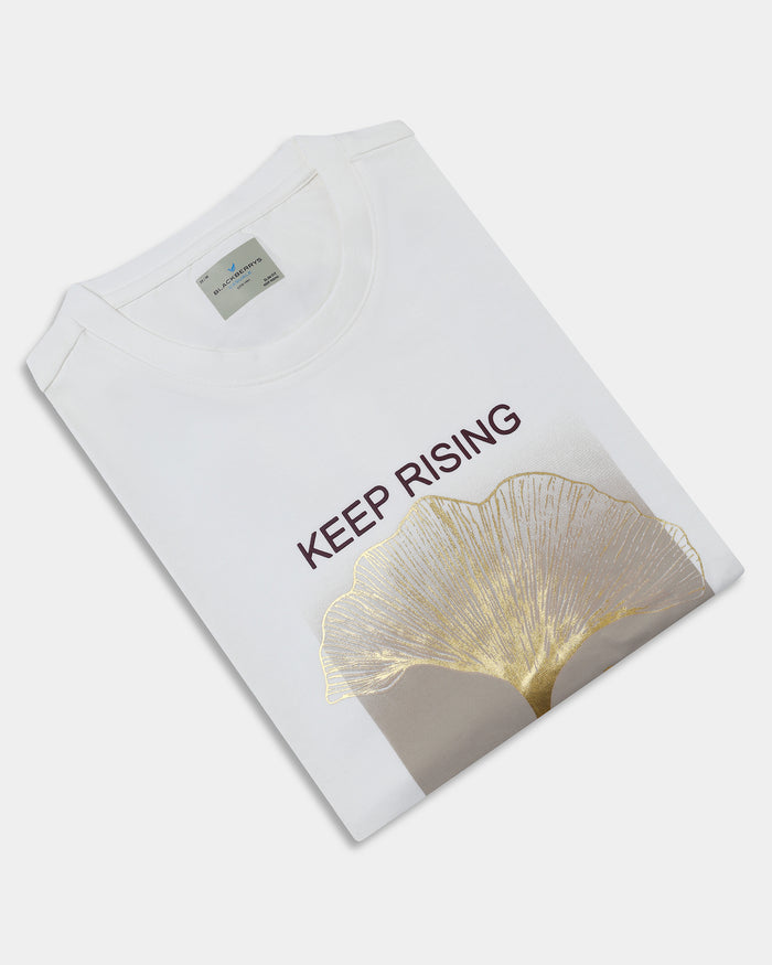 White Crew Neck Printed T-Shirt - James