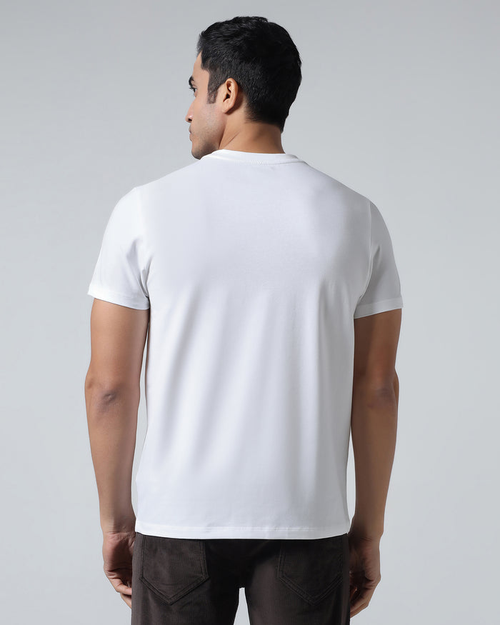 White Crew Neck Printed T-Shirt - Sybill