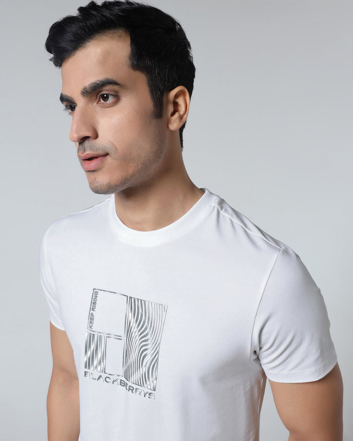White Crew Neck Printed T-Shirt - Sybill