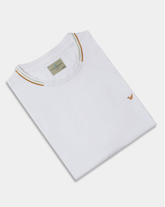 White Crew Neck Solid T-Shirt - Bellatrix