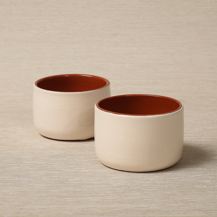 White glazed terracotta ramekin