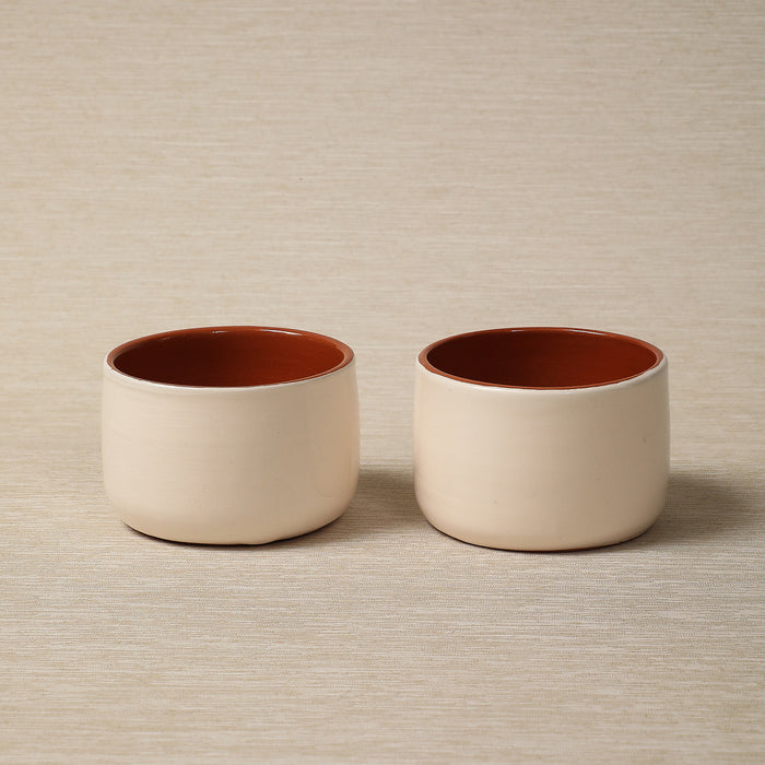 White glazed terracotta ramekin