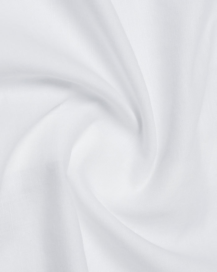 White Half Sleeve Linen Solid Shirt - Cleo