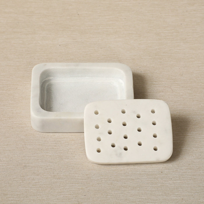 White marble rectangular soap dish