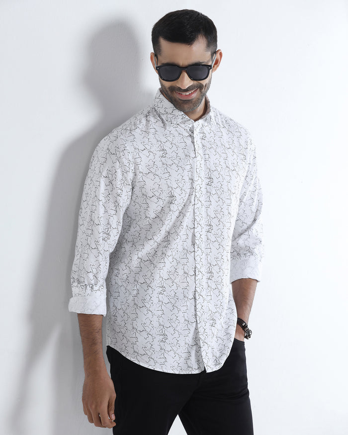 White Printed Shirt - Hoden