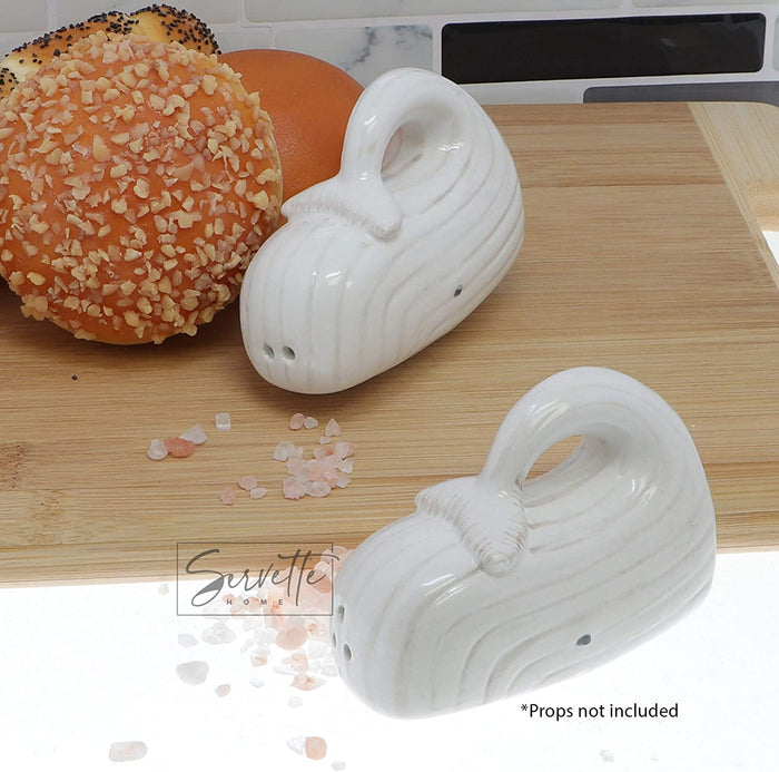 White Standing Up Whale Salt and Pepper Shaker