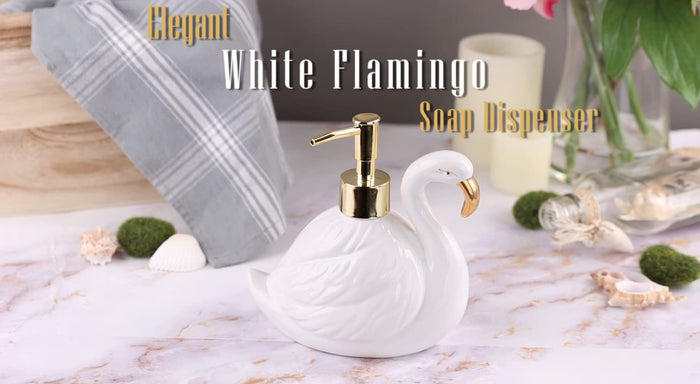 White Swan Flamingo Soap Dispenser with Pump