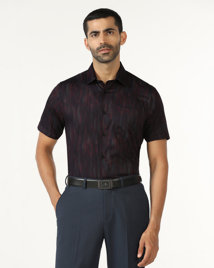 Wine Half Sleeve Printed Shirt - Siena