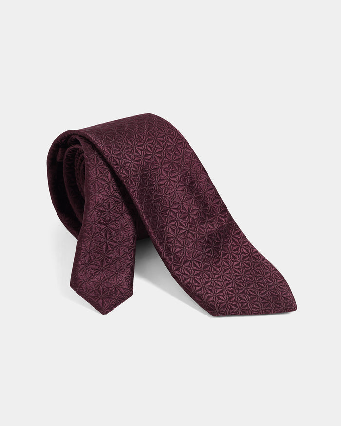 Wine Silk Jacquard Tie - Wilber