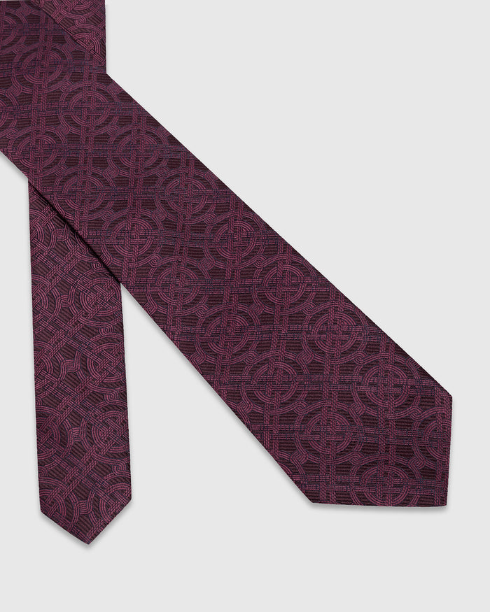 Wine Silk Jacquard Tie - Wynston
