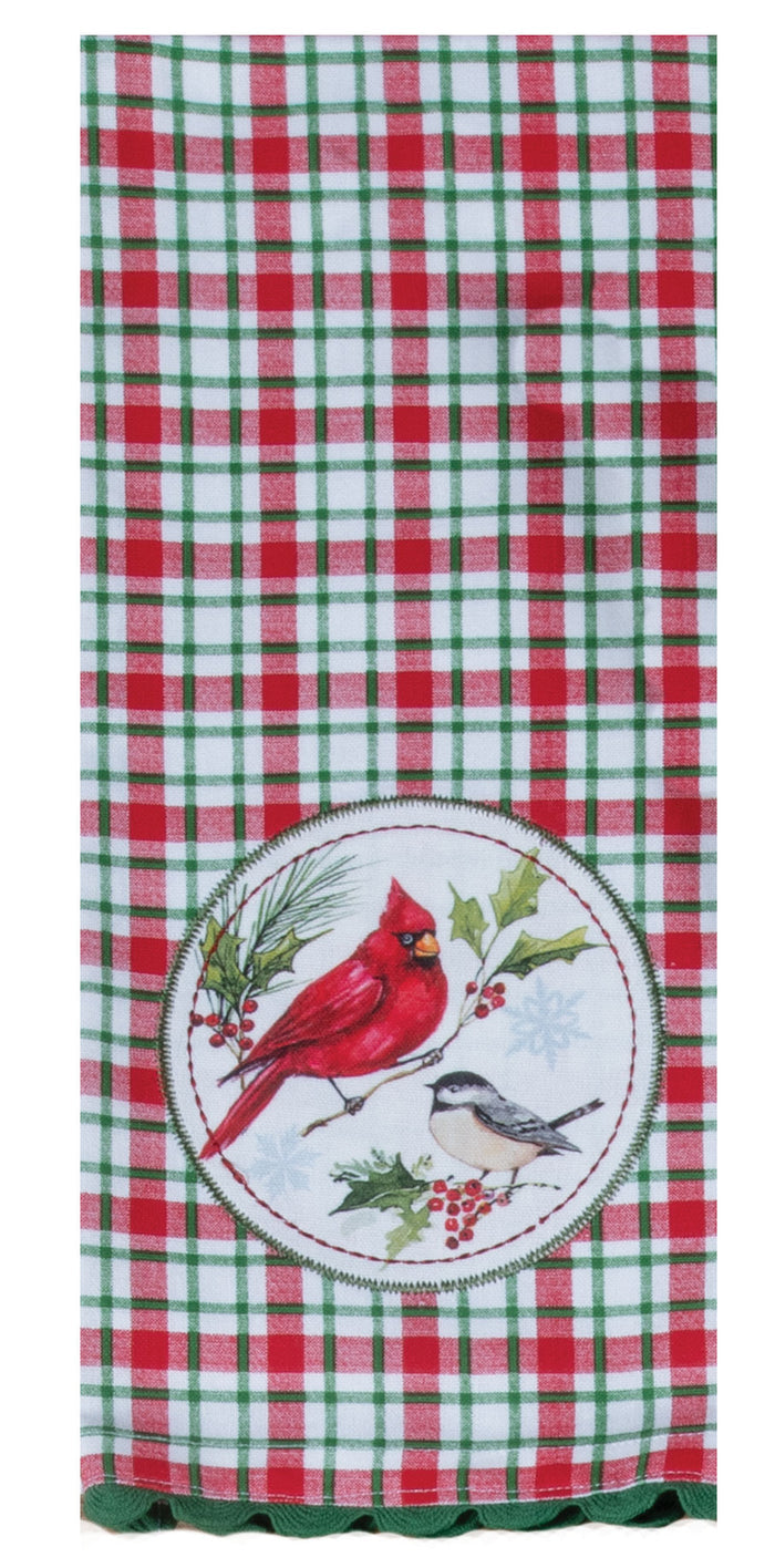 Winterberry Cardinal Patch Tea Towel