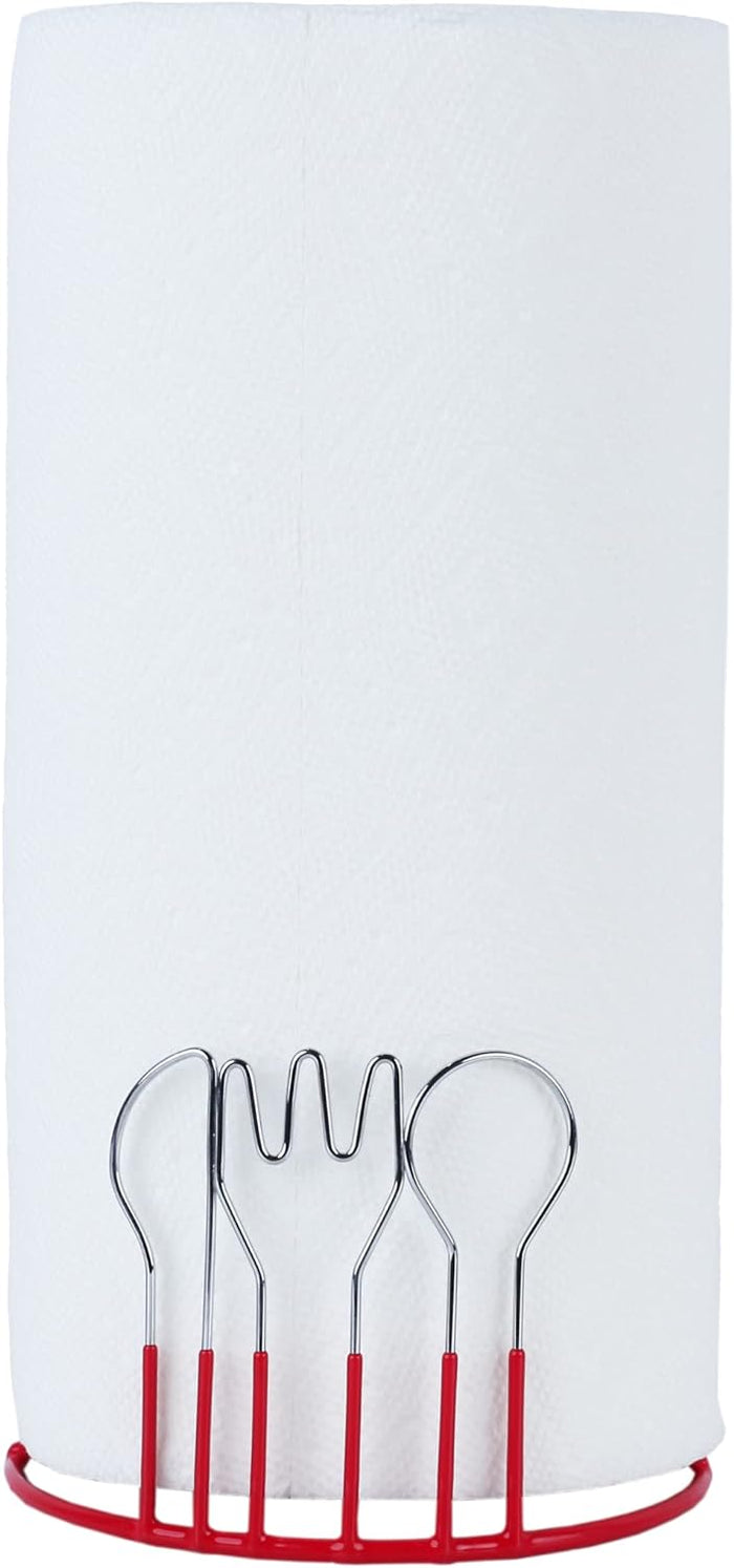Wire Cutlery Designed Paper Towel Holder - Red