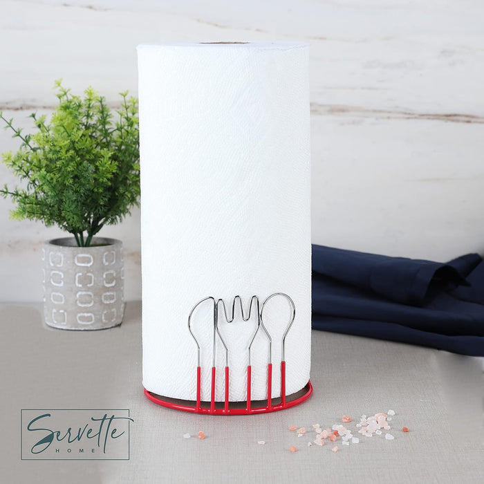 Wire Cutlery Designed Paper Towel Holder - Red