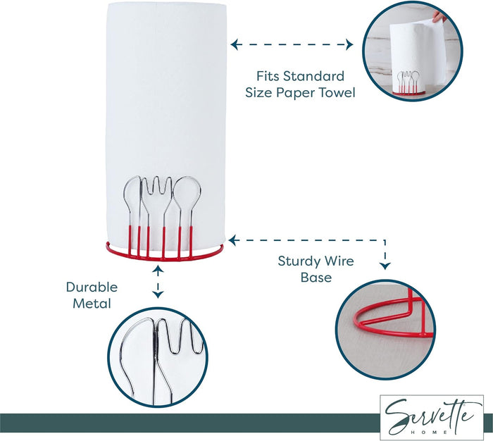 Wire Cutlery Designed Paper Towel Holder - Red