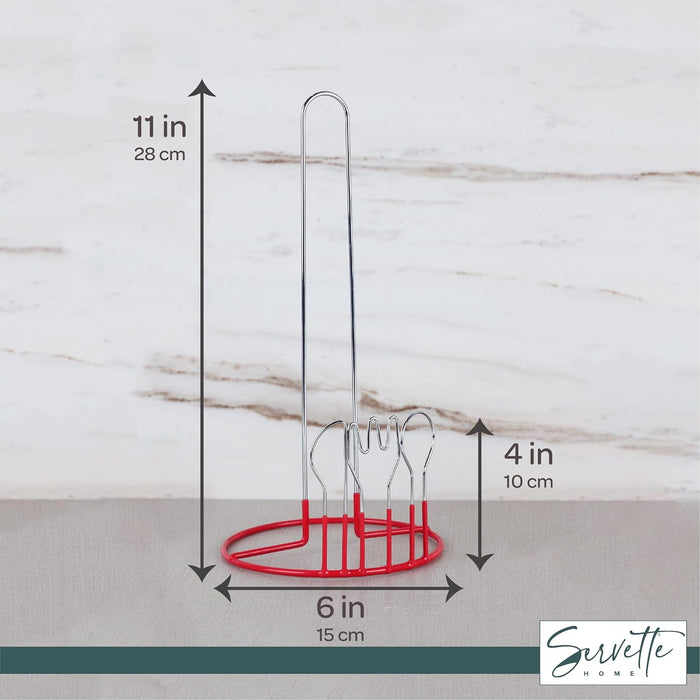 Wire Cutlery Designed Paper Towel Holder - Red