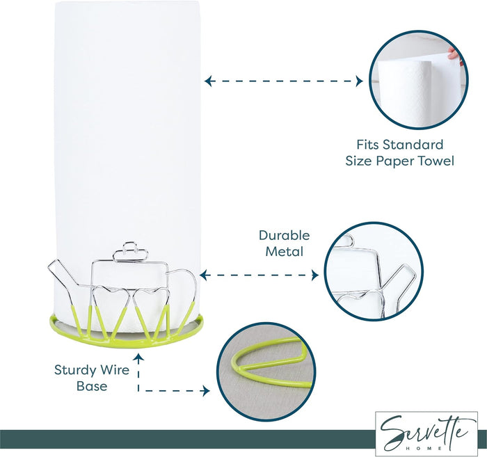 Wire Teapot Designed Paper Towel Holder - Green